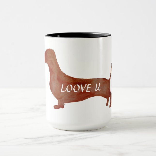 Dachshund Chien Brown Ringer Combo Mug (Centre)