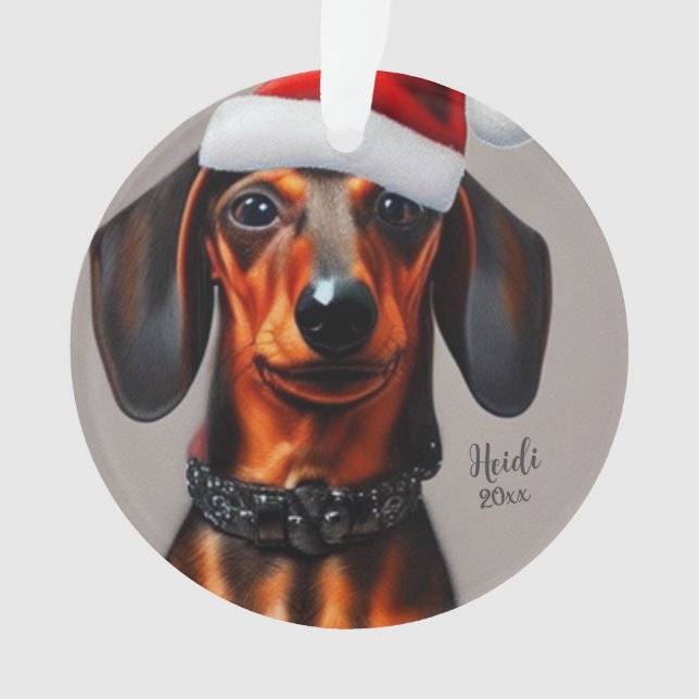 Dachshund, Chien de Père Noël, Personnaliser, Noël (devant)
