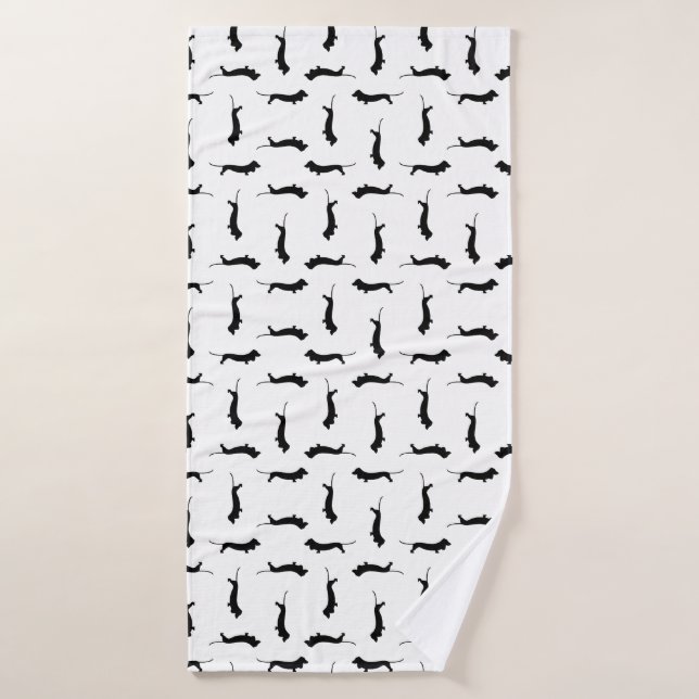 Dachshund Chien Silhouettes COULEUR ARRIÈRE - PLAN (Serviette de bain)