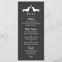 Dachshund Chien Silhouettes Mariage Dîner Menu