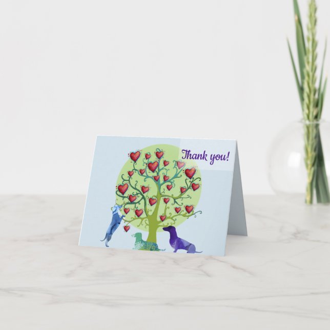 Dachshund chiens et arbre avec le coeur Carte de r (Devant)