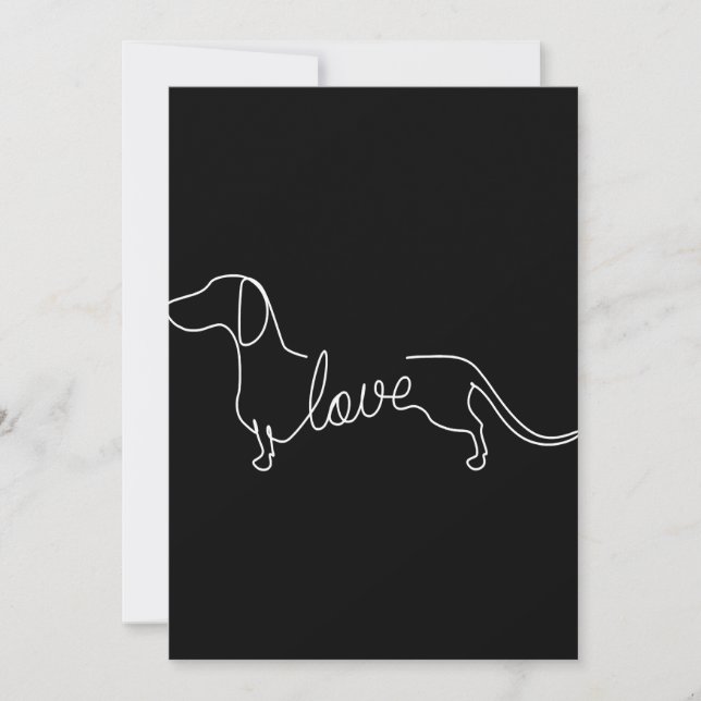 Dachshund Chiweenie Wiener Dog Love Art Sketch Invitation (Front)