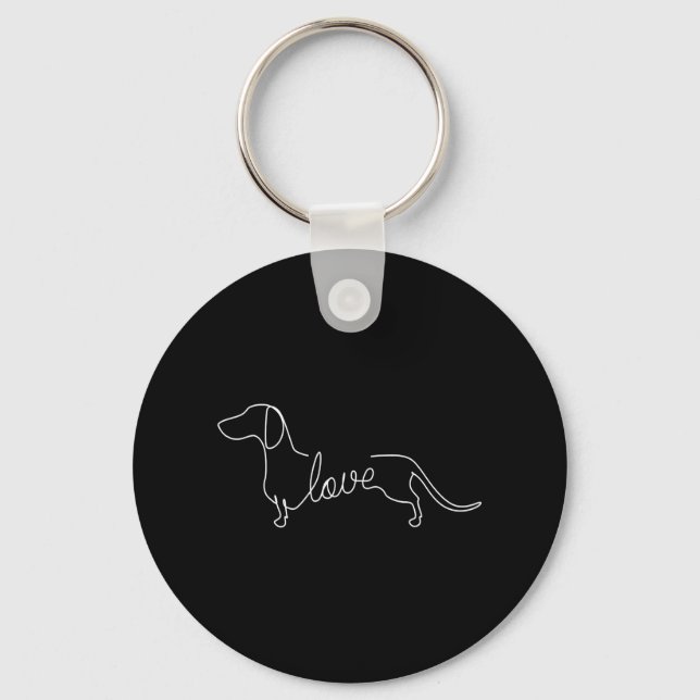 Dachshund Chiweenie Wiener Dog Love Art Sketch Keychain (Front)