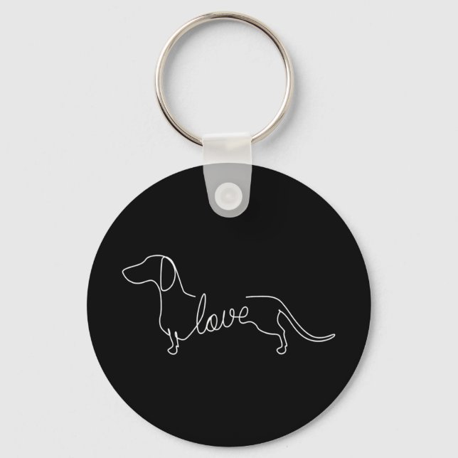 Dachshund Chiweenie Wiener Dog Love Art Sketch Keychain (Front)