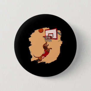 Dachshund Chiweenie Wiener Dog Playing Bysketbyll 2 Inch Round Button