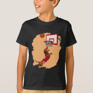Dachshund Chiweenie Wiener Dog Playing Bysketbyll T-Shirt