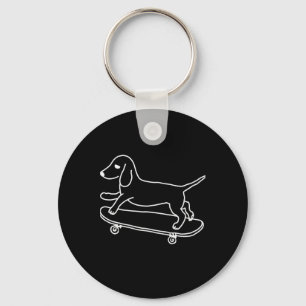 Dachshund Chiweenie Wiener Dog Skateboarding Line Keychain