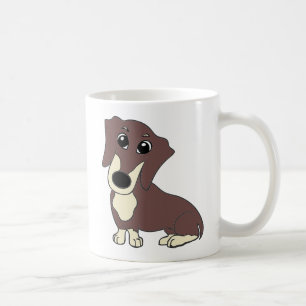 dachshund chocolate and cream cartoon coffee mug