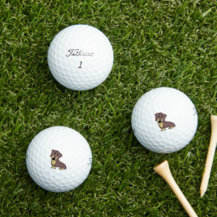 dachshund chocolate and tan cartoon golf balls