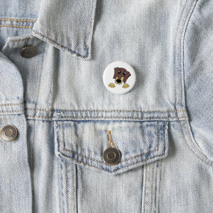 dachshund chocolate and tan peeking cartoon 1 inch round button