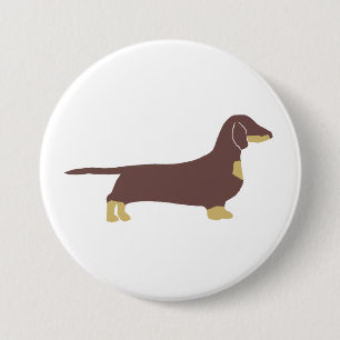 dachshund chocolate and tan silhouette 3 inch round button