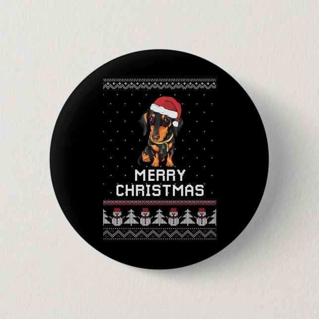 Dachshund Christmas 2 Inch Round Button (Front)