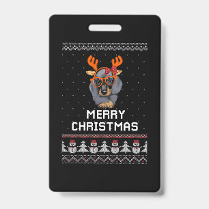 Dachshund Christmas Badge