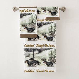 Dachshund Christmas Bath Towel Set