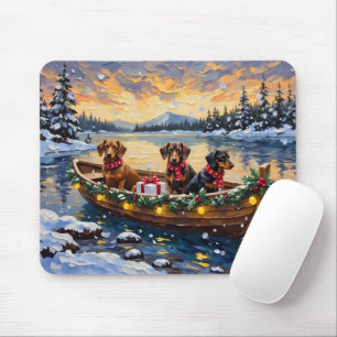 Dachshund Christmas Boat Holiday Mouse Pad