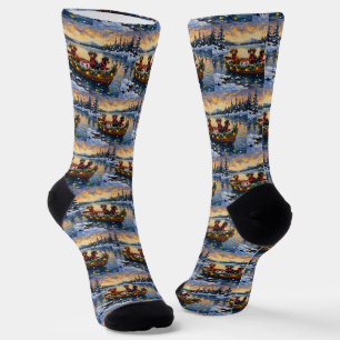 Dachshund Christmas Boat Holiday Socks