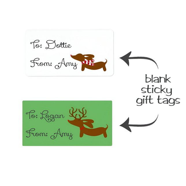 Dachshund Christmas Cadeaux Tags Stickers | Reinde (Dachshund gift tags and sticky labels)