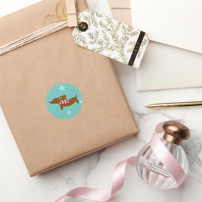 Dachshund Christmas Card Envelope Seal Doxie Snow (Gifting)