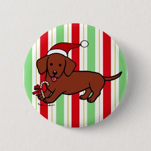 Dachshund Christmas Cartoon 2 Inch Round Button