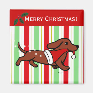 Dachshund Christmas Cartoon Snowflakes Magnet