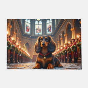 Dachshund Christmas Cathedral Choir Art Doormat