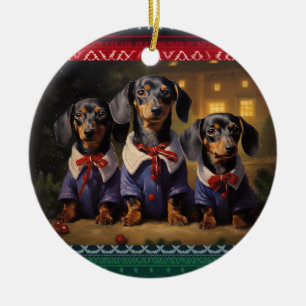 Dachshund Christmas Ceramic Ornament