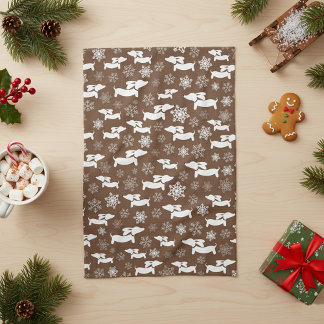 Dachshund Christmas Chef Gift Brown Kitchen Towel