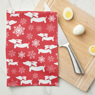 Dachshund Christmas Chef Gift Red Kitchen Towel