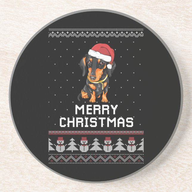 Dachshund Christmas Coaster (Front)