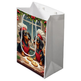 Dachshund Christmas Cookie Bakers Holiday Painting Medium Gift Bag