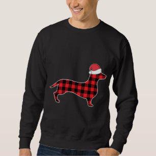 Dachshund Christmas Decorations Red Plaid Buffalo Sweatshirt
