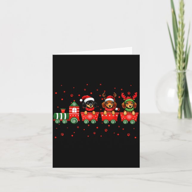 Dachshund Christmas Dog Lights Santa Xmas Pet Dog  Card (Front)