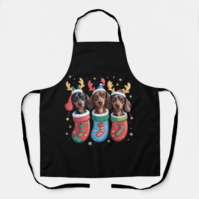 Dachshund Christmas Dog Lover Gift Holiday Apron (Front)