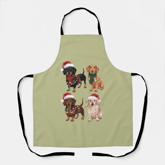 Dachshund Christmas Dog Mom Lover Xmas Gift Apron (Front)