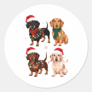 Dachshund Christmas Dog Mom Lover Xmas Gift  Classic Round Sticker