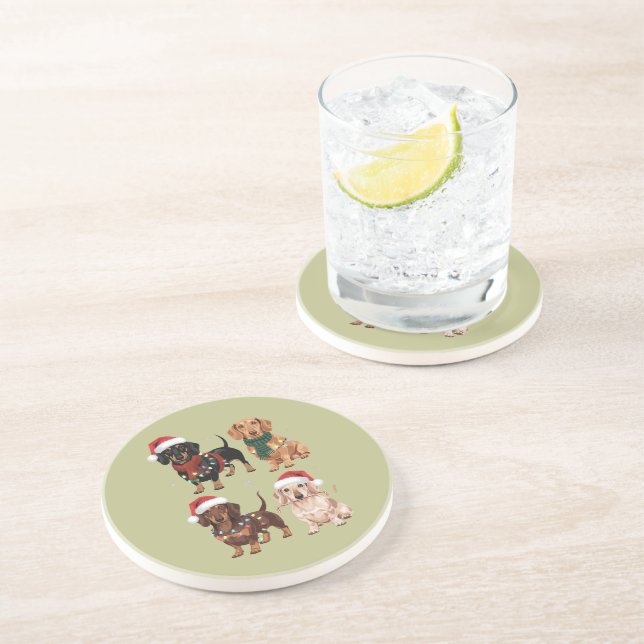 Dachshund Christmas Dog Mom Lover Xmas Gift Coaster (Side)