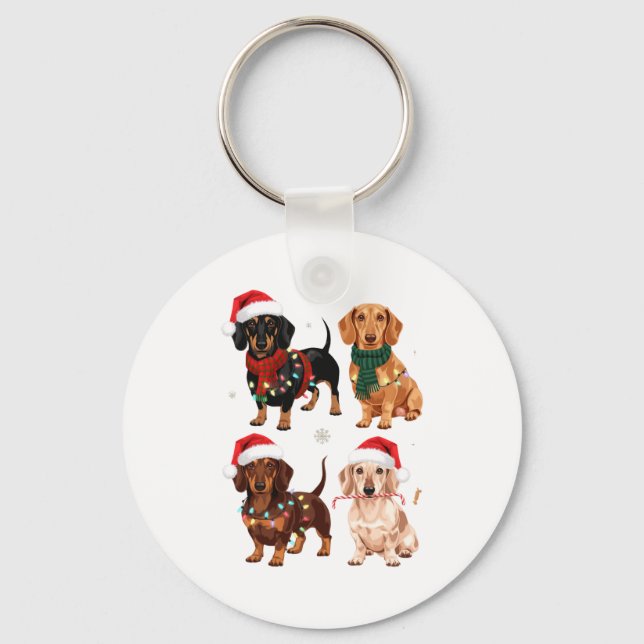Dachshund Christmas Dog Mom Lover Xmas Gift  Keychain (Front)