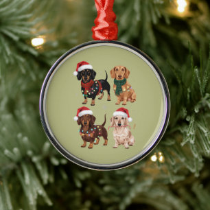 Dachshund Christmas Dog Mom Lover Xmas Gift Metal Ornament