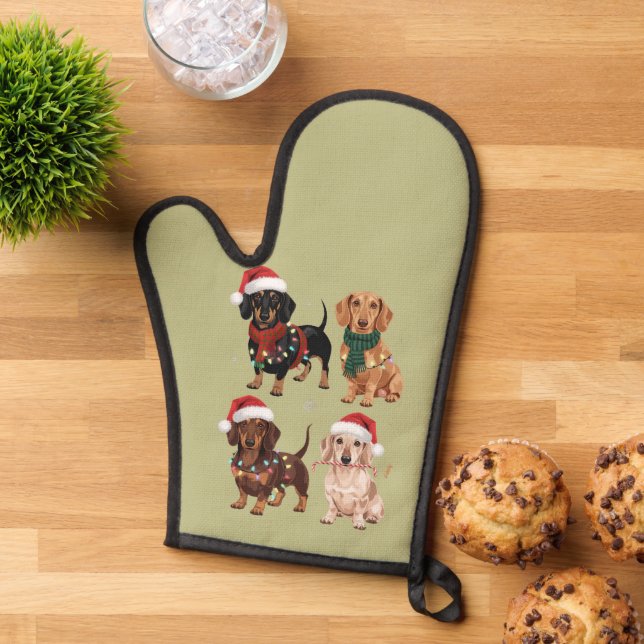 Dachshund Christmas Dog Mom Lover Xmas Gift Oven Mitt (Top down)