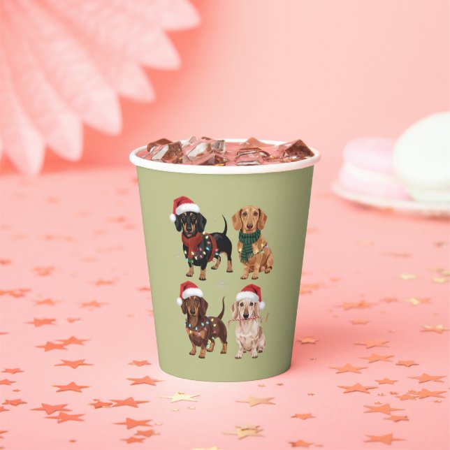 Dachshund Christmas Dog Mom Lover Xmas Gift Paper Cups (Insitu)