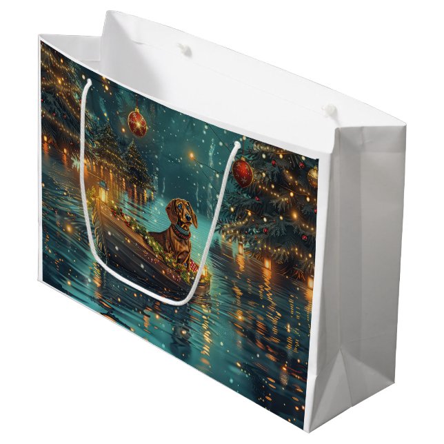 Dachshund Christmas Festive Voyage  Large Gift Bag (Front Angled)