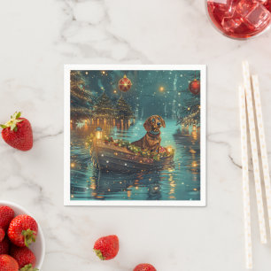 Dachshund Christmas Festive Voyage  Napkin