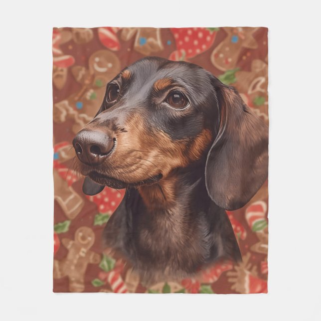 Dachshund christmas fleece blanket (Front)