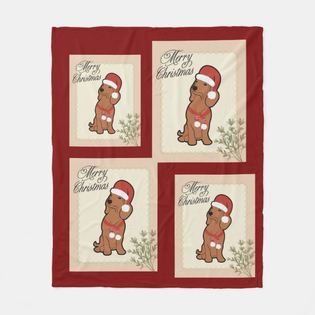 Dachshund christmas fleece blanket (Front)