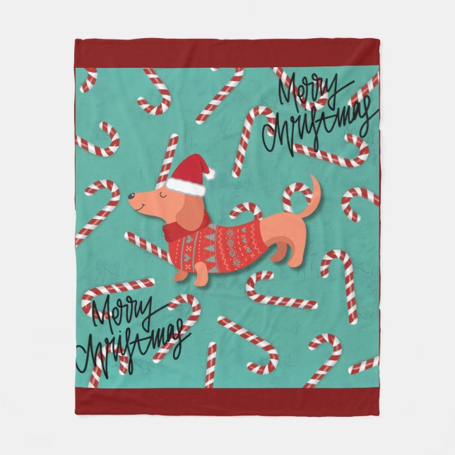 Dachshund christmas fleece blanket (Front)