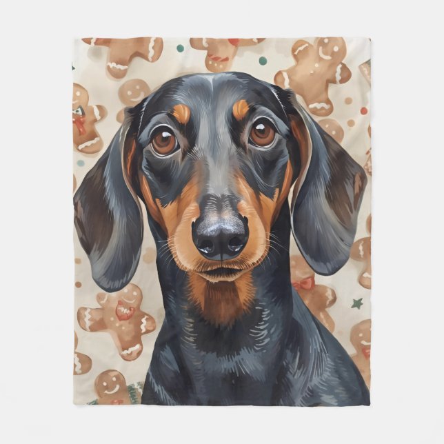 Dachshund christmas fleece blanket (Front)
