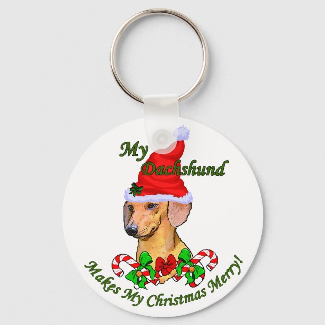 Dachshund Christmas Gifts Keychain (Front)