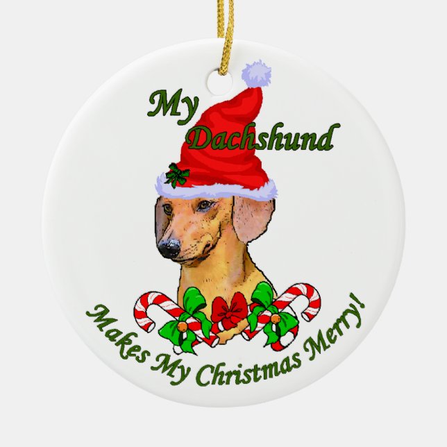 Dachshund Christmas Gifts Ornament (Front)