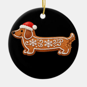 Dachshund Christmas Gingerbread Cookie Weiner Dog Ceramic Ornament