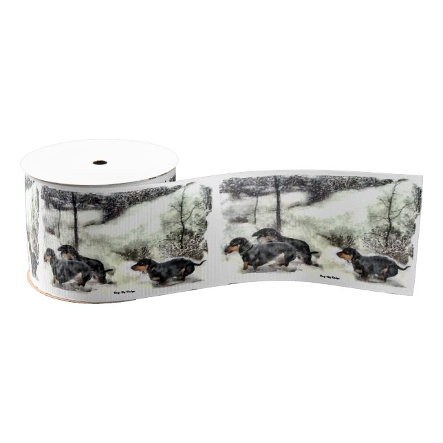 Dachshund Christmas Grosgrain Ribbon (Spool)